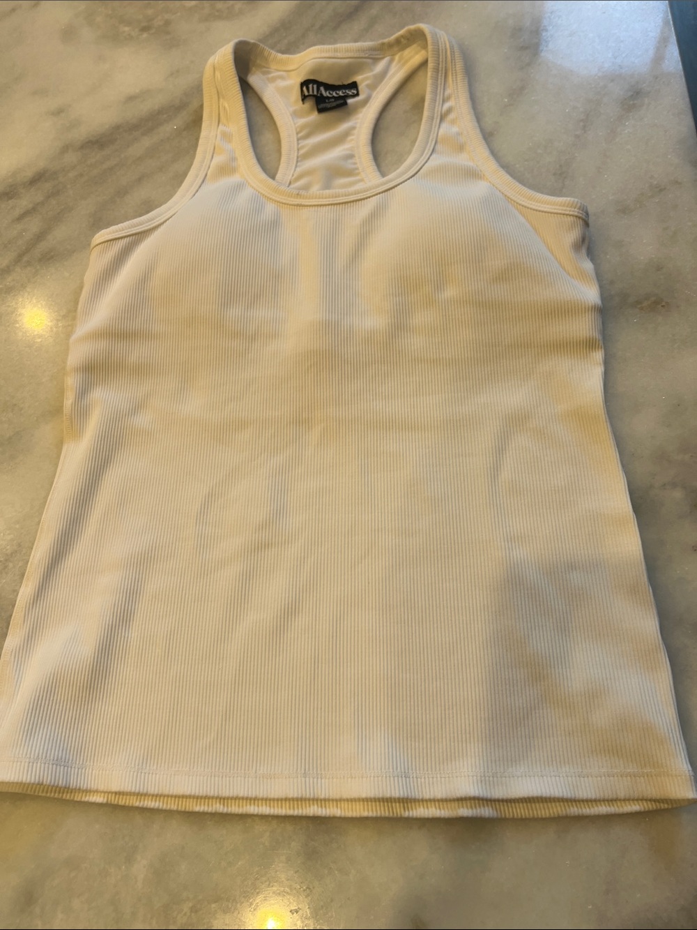 ALL ACCESS Cream Ribbed Racerback Tank